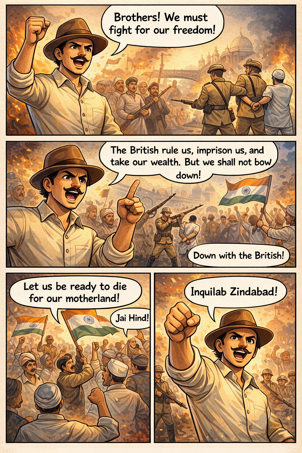 🦁 Bhagat Singh – The Flame of Freedom