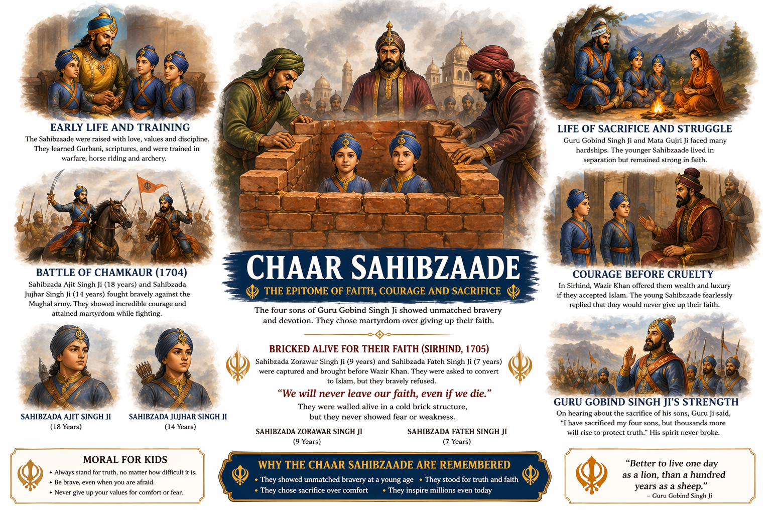 The Four Brave Sons of Guru Gobind Singh Ji(Chaar Sahibzaade)